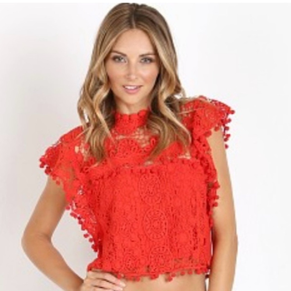 TulaRosa Women’s Red Lace Blouse